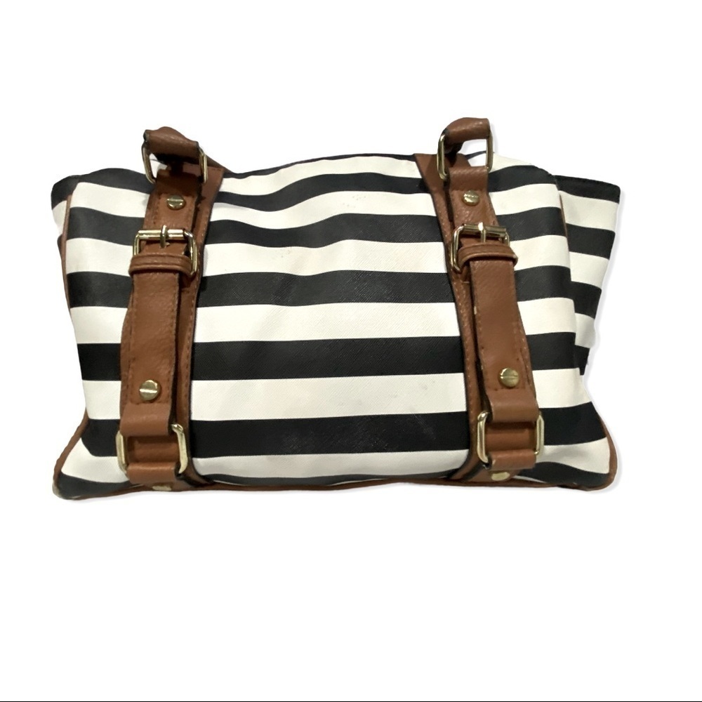 Black and White Stripe Satchel